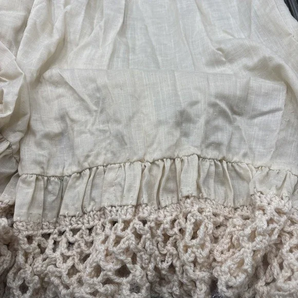 VTG CHRISTENING HANDMADE Off WHITE CROCHET GOWN DRESS BABY Bonnet Booties Slip - Picture 5 of 9